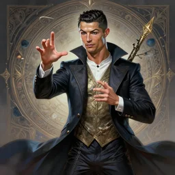 cristiano ronaldo as a strong fantasy magician who does magic, fantasy art, in the style of Joel Santana, illustration, epic, fantasy, intricate, elgant, amazing detail, digital painting, artstation, concept art, smooth, sharp focus