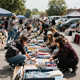 a very busy yard sale