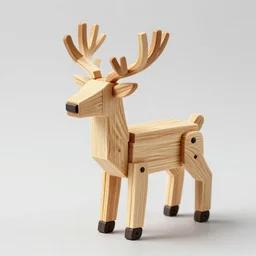 detailed reindeer made from match sticks like lowpoly wooden machine