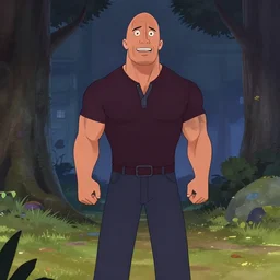 dwayne johnson in the style of animated gravity falls