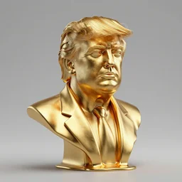 a melting golden bust of Donald Trump with drips of molten metal, octane render, unreal engine, fashion magazine photography