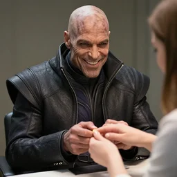 supreme leader snoke getting a manicure happily, stock photo