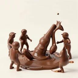 silly and absurd surreal photoshoot advertisement photoshoot lookbook for chocolate people playing with melted chocolate in the style of john woo and by tony scott action movies, crowd pouring chocolate on top of each other, drinking and celebration of chocolate and candy, 8 k, photos by annie leibowitz