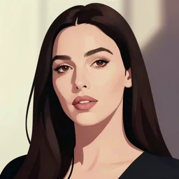 portrait of monica bellucci, clean cel shaded vector art, toon shading, shutterstock, behance, hd by lois van baarle, artgerm, helen huang, by makoto shinkai and ilya kuvshinov, rossdraws, illustration