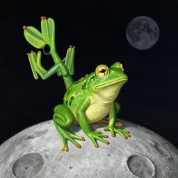 pepe the frog landing on the moon by norman rockwell