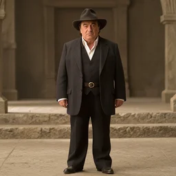movie still of danny devito starring as aragon in the 2 0 2 6 lord of the rings movie, with hat, full body