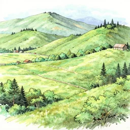 detailed drawing of a landscape