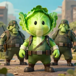 literal interpretation of cabbage headed commando inspired by veggie tales and tarkov