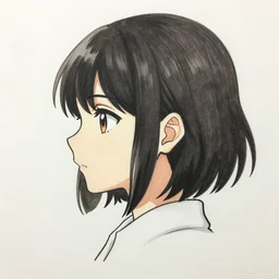 anime girl portrait profile, headshot art, cellshaded, drawn in fine-tip pen, made by WLOP, trending on artstation