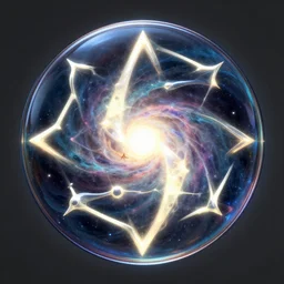Glowing Cosmic Nebula Sigil of Infinite Earths by Thomas Kinkaid. Circular. Occult. Fantasy. Behance. Polished. Shiny. Reflective.