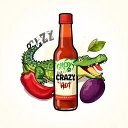 logo for crazy - croc hot - sauce, habanero, crocodile, tomatillo, chipotle, plum