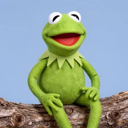 portrait of kermit the frog sitting on a log, puppet, muppet, the muppets, jim henson, kermit
