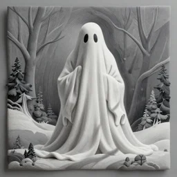 a ghost in a faber castell fabric