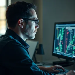 man watching a monitor as stable diffusion crashes