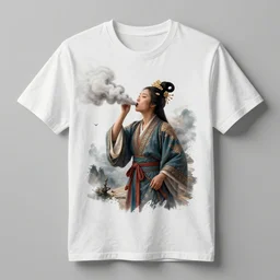 tee shirt design with image of chinese fairy farting illustration