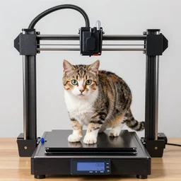 a 3 d printer mid print, printing a real cat