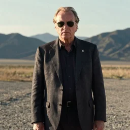 Jack Nicholson plays Terminator, he is missing one yes, scene, still from the film