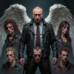 a study of cell shaded scary portrait of a cyber vladimir putin angel  as Borderlands 3 concept art, llustration, post grunge, concept art by josan gonzales and wlop, by james jean, Victo ngai, David Rubín, Mike Mignola, Laurie Greasley, highly detailed, sharp focus, alien, Trending on Artstation, HQ, deviantart, art by artgem