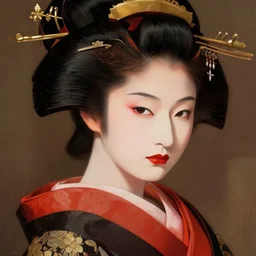 japanese geisha, close - up portrait, powerful, intricate, elegant, volumetric lighting, scenery, digital painting, highly detailed, artstation, sharp focus, illustration, concept art, ruan jia, steve mccurry