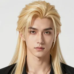 portrait of a blond handsome man with long hair, anime inspired, High Res 8K,hyperdetailed