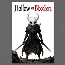 comic book cover for'hollow knight vs bloodborne ', art by alex ross