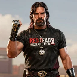 Triple H in ring gear in red dead redemption 2