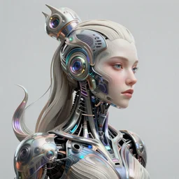 portrait of Aloy as a cyborg. intricate abstract. intricate artwork. by Tooth Wu, wlop, beeple, dan mumford. octane render, trending on artstation, greg rutkowski very coherent symmetrical artwork. cinematic, hyper realism, high detail, octane render, 8k, iridescent accents