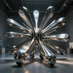 pilot room covered with long sculptural metal form that composes a quantum computer by urschel jan, artstation, smooth, symmetrical, sharp focus, illustration