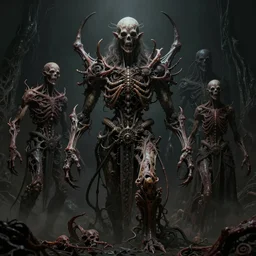 tormented organic undead bodies in hell, scorn themed grim sf biomechanical, intricate artwork masterpiece, ominous, dramatic horror cinematic lighting, volumetric 8 k, elden ring, by h. r. giger, karol bak, brian froud, trending on cgsociety, octane render, 8 k