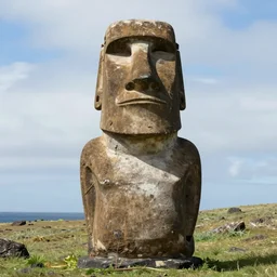 an hd 4 k detailed portrait of hans moleman as a moai statue