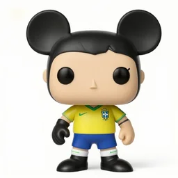 a mickey funko pop wearing brazillian soccer team shirt.