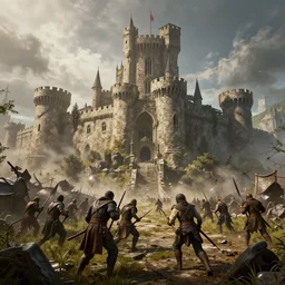 Old castle siege, Fantasy apocalypse environment, digital art, unreal engine 5, 4k