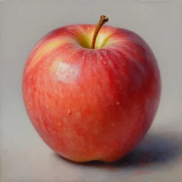 a hyper-realistic oil painting of single!!!!!!! apple; hyper-detailed; an extraordinary masterpiece!!!; flawless; trending on artstation