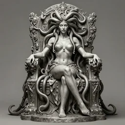 intricate detailed artwork of medusa sat on a throne. concept art, artstation, deviantart, cgsociety. 4 k