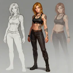 concept art of aerith gainsborough with tattoos, trending on artstation