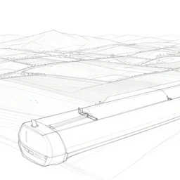 a wb landscape drawn by a plotter, clear line art, few parts are low poly