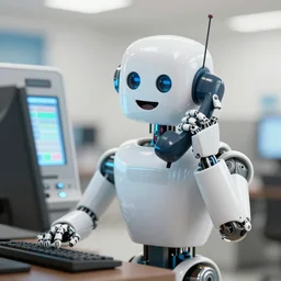 the robot answering all automated telephones dramatic playful art style
