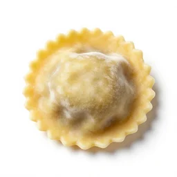 velvet ravioli, photorealistic, isolated on a pure white background, centered, entire object in frame, sharp focus, soft studio lighting
