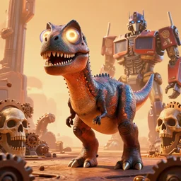 highly detailed cinematic scifi render of pixar dinosaurs glowing googly eyes, warm colored 3 d sculpt of spiked gears of war skulls bucketwheel jabbas palace cybertron fury road m 1 tank, military chris foss, john harris, hoover dam'aircraft carrier tower'beeple, warhammer 4 0 k, halo, star citizen, halo, mass effect, high tech industrial, artstation unreal, 4 k, 8 k, hd
