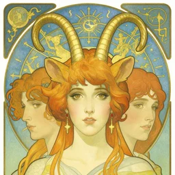 close up portrait of sagittarius!! astrology celestial symbolism, by artgerm, cushart krenz, greg rutkowski, mucha. art nouveau. gloomhaven, swirly vibrant ripples, gaudy colors, sharp edges. ultra clear detailed. 8 k. elegant, intricate, octane render