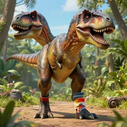 Jurassic Park but the T-Rex is wearing socks and a skirt