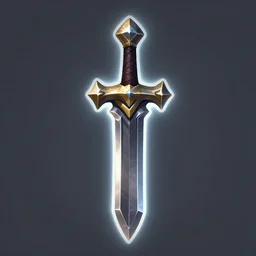 a steel weapon, league of legends inventory item icon, Warcraft style, outer glow, solid background, trending on artstation
