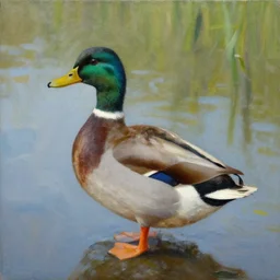 a duck on the prowl oil painting D. Jeffrey Mims