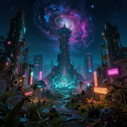urbex by kazuyo sejima, san andreas magic realism synthwave alien bladerunner 2 0 4 9 landscape fisheye cosmic galactic steampunk otherworldly thermal imaging reclaimed by nature vice city neon noir nightvision nature laser biopunk neon signs atlantis evil, archdaily, wallpaper, highly detailed, trending on artstation.