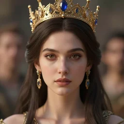 blurred background. close-up portrait of a goddess in crown, by Artgerm and Afarin Sajedi and greg rutkowski. octane render. photorealism.