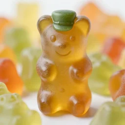 soldier that is a gummy bear, food photography, instagram, macro lens photography