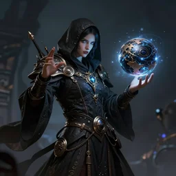 a portrait of dark mage casting misterios - ball and shoot it, cyberpunk concept art, trending on artstation, highly detailed, intricate, sharp focus, digital art, 8 k
