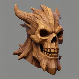 festeroot wooden treant skull head, stylized stl, 3 d render, activision blizzard style, hearthstone style, darksiders art style