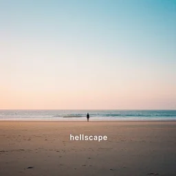 hellscape of the beach album cover, modern, film, soft lighting gradient. no text, no watermarks.