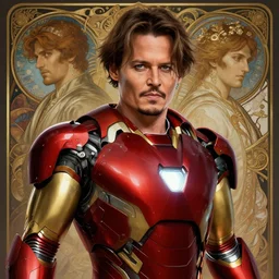 photography of johnny depp as ironman, deep focus, d & d, fantasy, intricate, elegant, highly detailed, digital painting, artstation, concept art, matte, sharp focus, illustration, hearthstone, art by artgerm and greg rutkowski and alphonse mucha